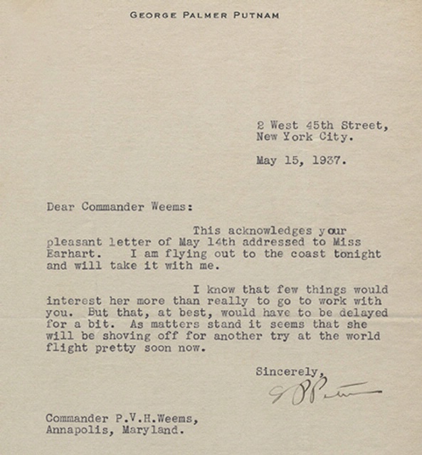 George Putnam’s response to Commander Weems